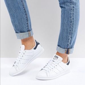 White and navy adidas Stan Smith sneakers
